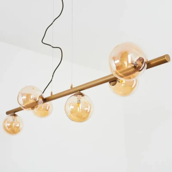 hofstein Suspension Remaisnil Laiton, 6 lumières* Lampes En Verre
