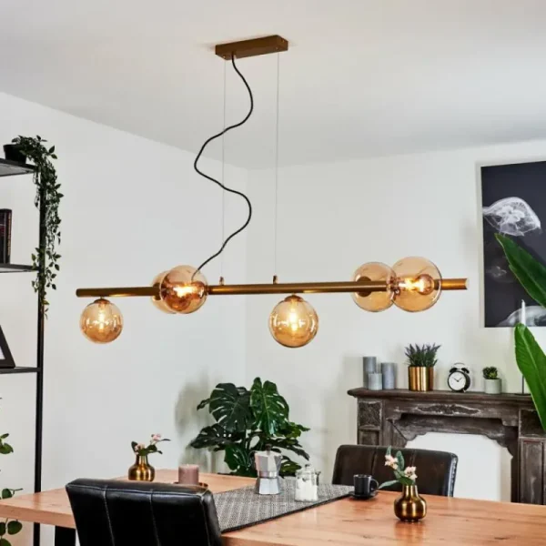hofstein Suspension Remaisnil Laiton, 6 lumières* Lampes En Verre