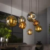 hofstein Suspension Stellar Anthracite, 7 lumières* Lampes En Verre