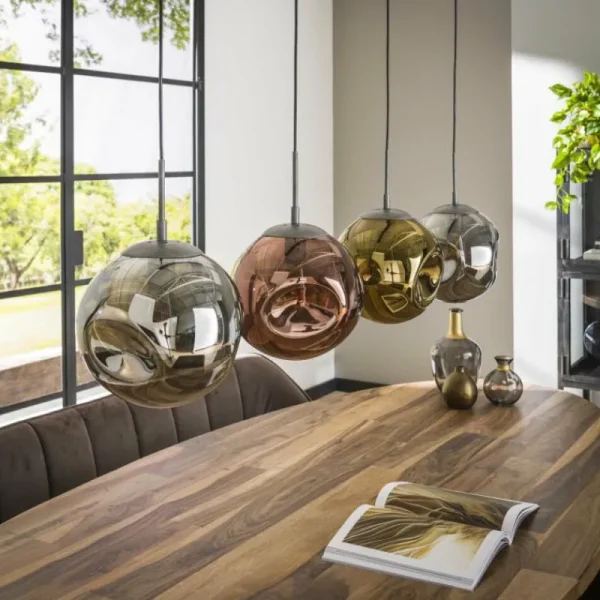 hofstein Suspension Stellar Anthracite, 4 lumières* Lampes En Verre