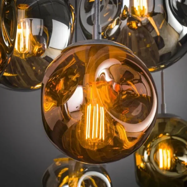 hofstein Suspension Stellar Anthracite, 7 lumières* Lampes En Verre
