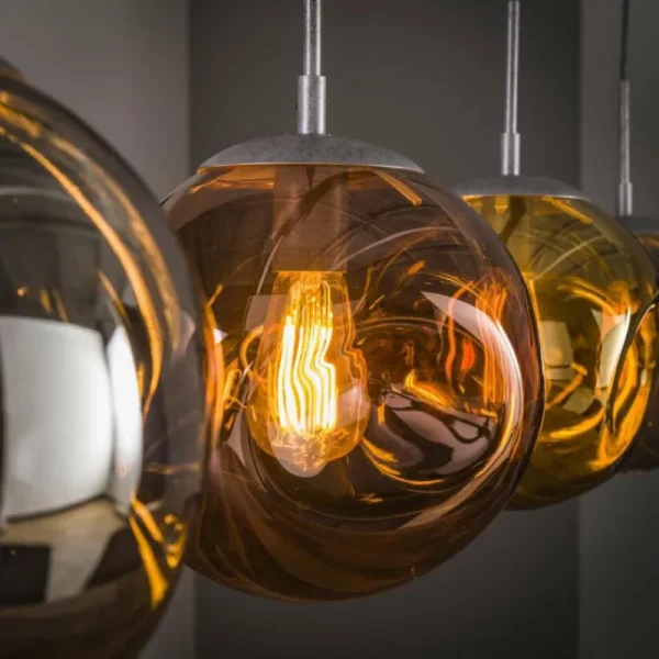 hofstein Suspension Stellar Anthracite, 4 lumières* Lampes En Verre