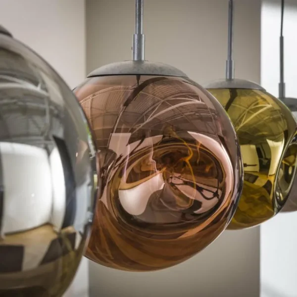 hofstein Suspension Stellar Anthracite, 4 lumières* Lampes En Verre
