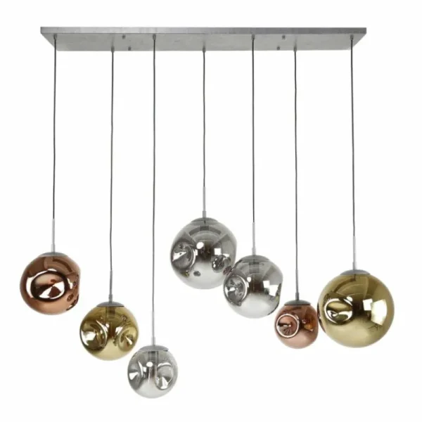 hofstein Suspension Stellar Anthracite, 7 lumières* Lampes En Verre