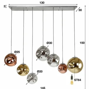 hofstein Suspension Stellar Anthracite, 7 lumières* Lampes En Verre