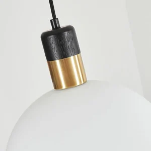 hofstein Suspension Tuvalu Laiton, Noir, 1 lumière* Lampes En Verre