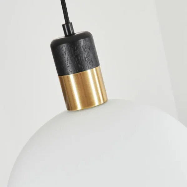 hofstein Suspension Tuvalu Laiton, Noir, 1 lumière* Lampes En Verre