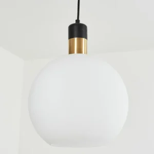 hofstein Suspension Tuvalu Laiton, Noir, 1 lumière* Lampes En Verre