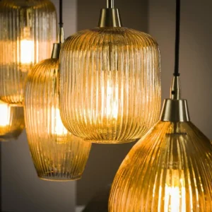 hofstein Suspension Vasco Noir, 5 lumières* Lampes En Verre