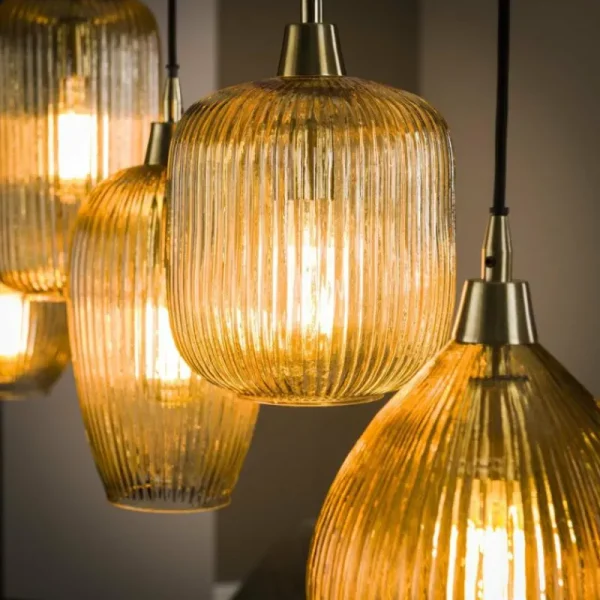 hofstein Suspension Vasco Noir, 5 lumières* Lampes En Verre