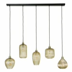 hofstein Suspension Vasco Noir, 5 lumières* Lampes En Verre