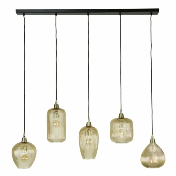 hofstein Suspension Vasco Noir, 5 lumières* Lampes En Verre