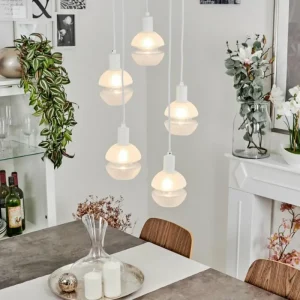 hofstein Suspension Ventosa Blanc, 5 lumières* Lampes En Verre