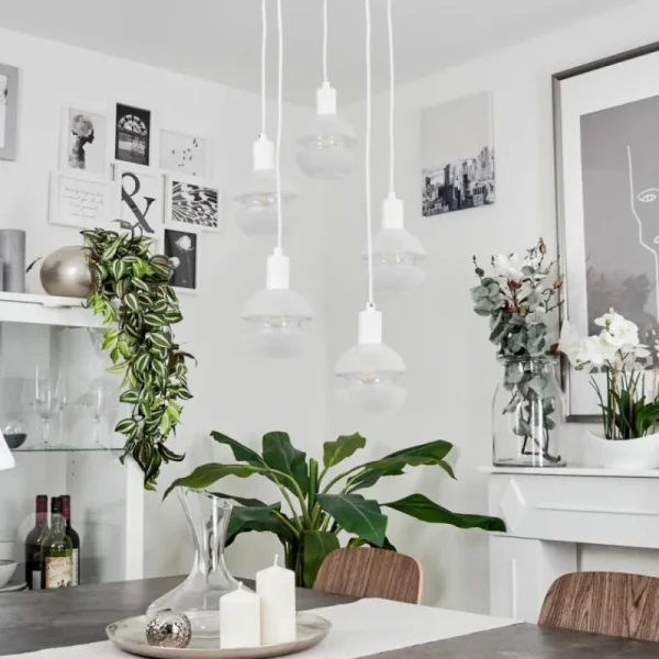 hofstein Suspension Ventosa Blanc, 5 lumières* Lampes En Verre