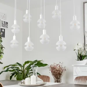 hofstein Suspension Ventosa Blanc, 9 lumières* Lampes En Verre