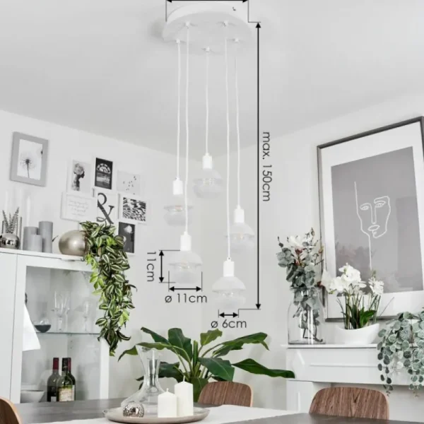 hofstein Suspension Ventosa Blanc, 5 lumières* Lampes En Verre