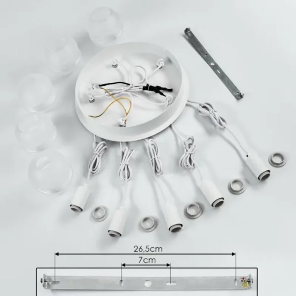 hofstein Suspension Ventosa Blanc, 5 lumières* Lampes En Verre