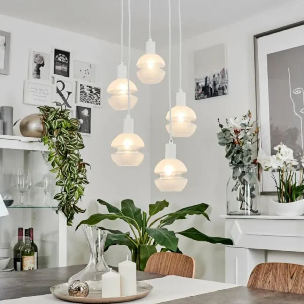 hofstein Suspension Ventosa Blanc, 5 lumières* Lampes En Verre