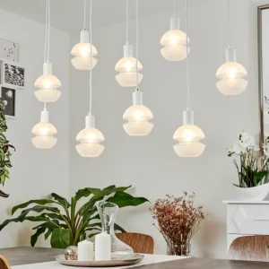 hofstein Suspension Ventosa Blanc, 9 lumières* Lampes En Verre