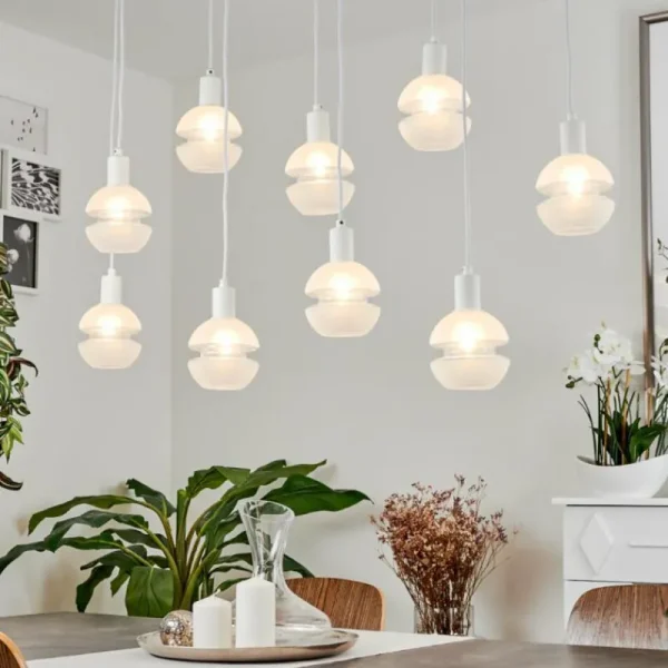 hofstein Suspension Ventosa Blanc, 9 lumières* Lampes En Verre
