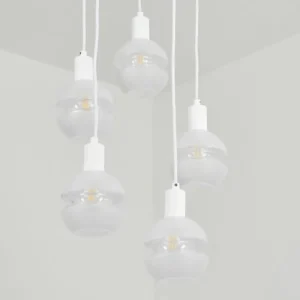 hofstein Suspension Ventosa Blanc, 5 lumières* Lampes En Verre