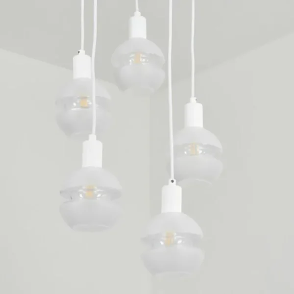 hofstein Suspension Ventosa Blanc, 5 lumières* Lampes En Verre