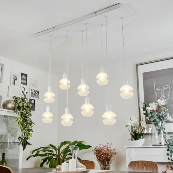 hofstein Suspension Ventosa Blanc, 9 lumières* Lampes En Verre