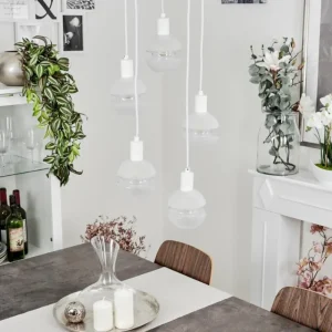 hofstein Suspension Ventosa Blanc, 5 lumières* Lampes En Verre
