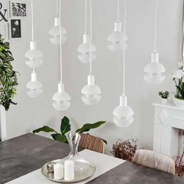 hofstein Suspension Ventosa Blanc, 9 lumières* Lampes En Verre