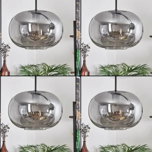 hofstein Suspension - Verre 30 cm Apedo Fumé, 4 lumières* Lampes Modernes