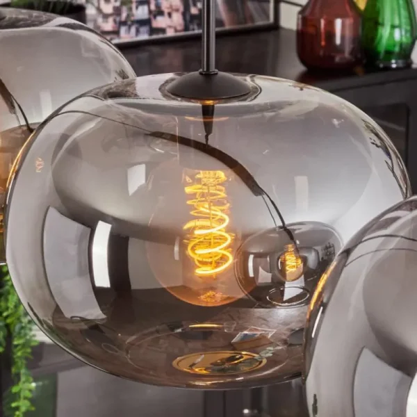 hofstein Suspension - Verre 30 cm Apedo Fumé, 4 lumières* Lampes Modernes