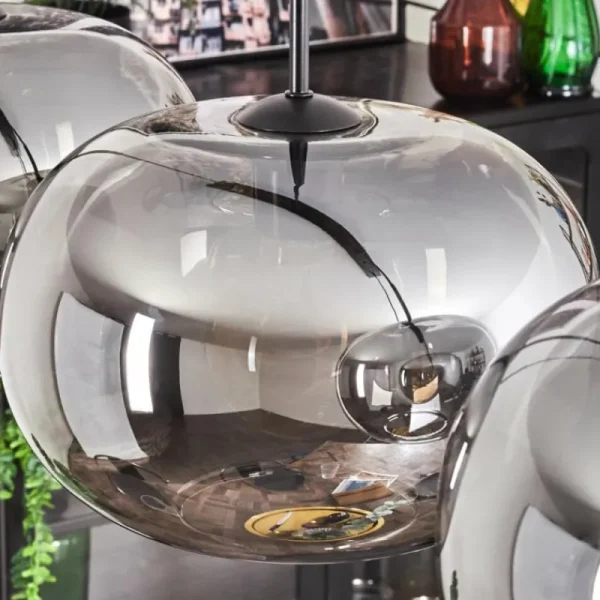 hofstein Suspension - Verre 30 cm Apedo Fumé, 4 lumières* Lampes Modernes