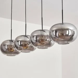 hofstein Suspension - Verre 30 cm Apedo Fumé, 4 lumières* Lampes Modernes