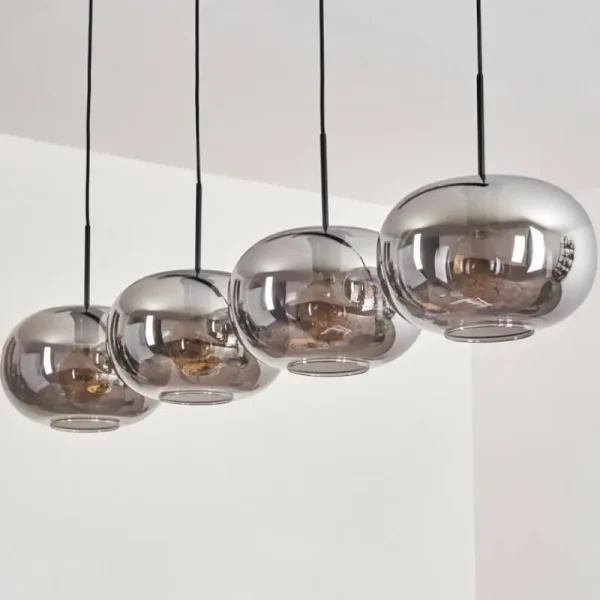 hofstein Suspension - Verre 30 cm Apedo Fumé, 4 lumières* Lampes Modernes