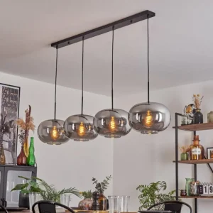 hofstein Suspension - Verre 30 cm Apedo Fumé, 4 lumières* Lampes Modernes