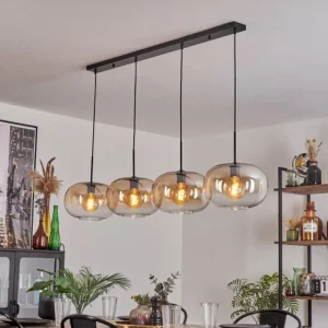 hofstein Suspension - Verre 30 cm Apedo Ambre, Clair, 4 lumières* Lampes En Verre