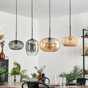 hofstein Suspension - Verre 25 cm, 20cm Ripoll Ambre, Clair, Écru, Fumé, Noir, 4 lumières* Lampes Modernes