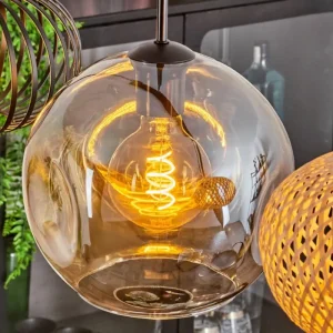 hofstein Suspension - Verre 25 cm, 20cm Ripoll Ambre, Écru, Noir, 4 lumières* Lampes Modernes