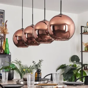 hofstein Suspension - Verre 30 cm Koyoto Cuivré, 4 lumières* Lampes En Verre
