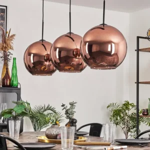 hofstein Suspension - Verre 30 cm Koyoto Cuivré, 3 lumières* Lampes En Verre