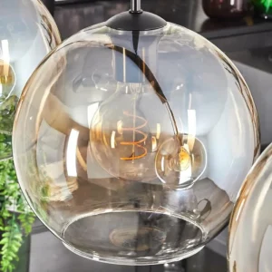 hofstein Suspension - Verre 25 cm Koyoto Ambre, Clair, 4 lumières* Lampes En Verre