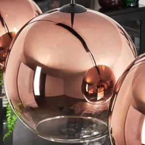 hofstein Suspension - Verre 30 cm Koyoto Clair, Cuivré, 4 lumières* Lampes En Verre