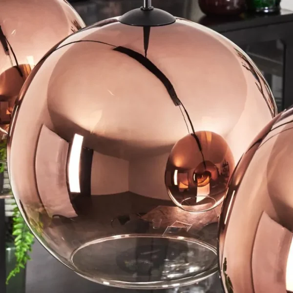 hofstein Suspension - Verre 30 cm Koyoto Clair, Cuivré, 4 lumières* Lampes En Verre