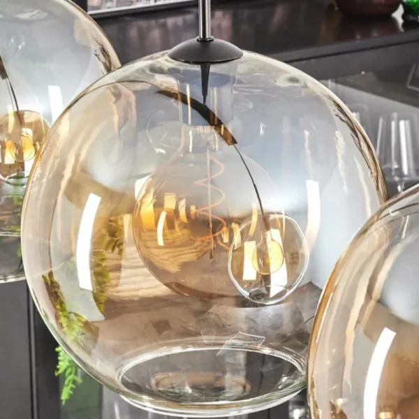 hofstein Suspension - Verre 30 cm Koyotot Ambre, Clair, 3 lumières* Lampes En Verre