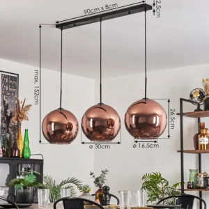 hofstein Suspension - Verre 30 cm Koyoto Cuivré, 3 lumières* Lampes En Verre