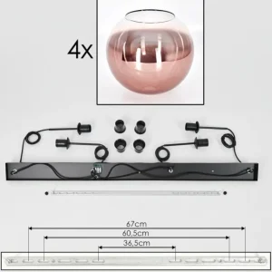 hofstein Suspension - Verre 30 cm Koyoto Clair, Cuivré, 4 lumières* Lampes En Verre