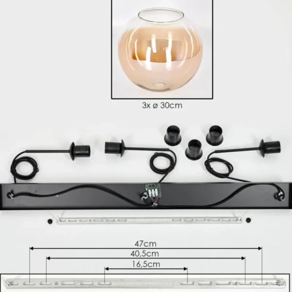 hofstein Suspension - Verre 30 cm Koyotot Ambre, Clair, 3 lumières* Lampes En Verre