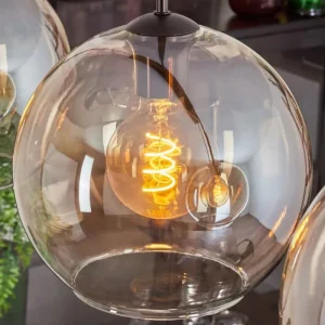 hofstein Suspension - Verre 25 cm Koyoto Ambre, Clair, 4 lumières* Lampes En Verre