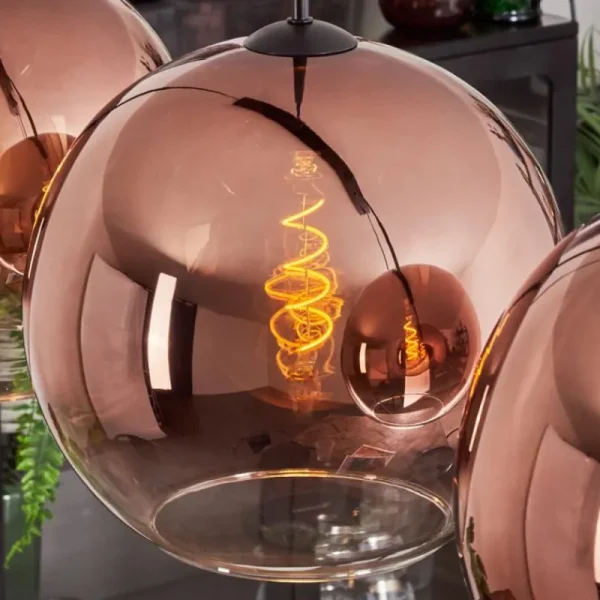 hofstein Suspension - Verre 30 cm Koyoto Clair, Cuivré, 4 lumières* Lampes En Verre