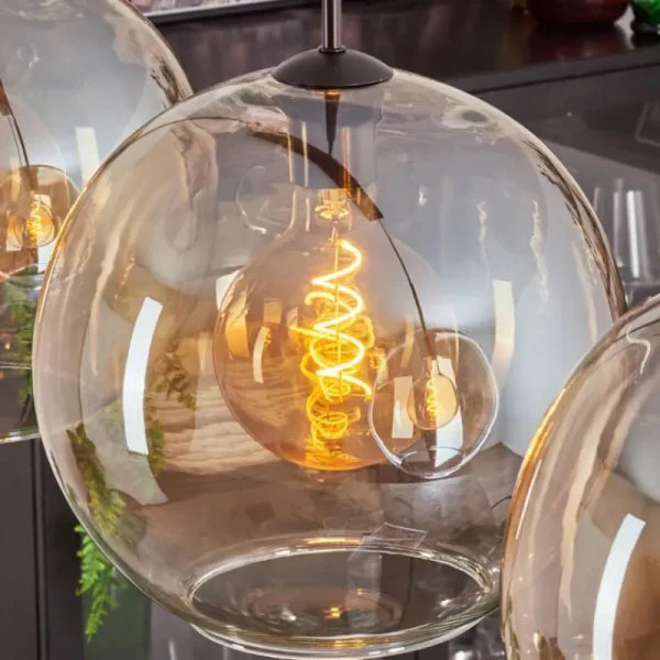 hofstein Suspension - Verre 30 cm Koyotot Ambre, Clair, 3 lumières* Lampes En Verre